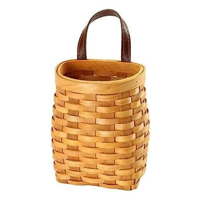 Kézzel Szőtt Fa Tároló Kosár Hordozható Fal Függő Virág Szervező Gyümölcs Zöldségjátékok Rattan Doboz Otthoni Dekoráció - Image 6