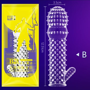Reusable Condoms Male Penis Extension Enlarge Sleeves Sperm Lock Cock Ring Dildo Cover Adult Sex Toys For Men Delay Ejaculation 3
