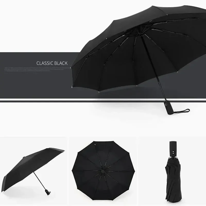 Sturdy Fully automatic 10 bone wind umbrella, windproof, sun proof, wind and rain dual-use business folding umbrella