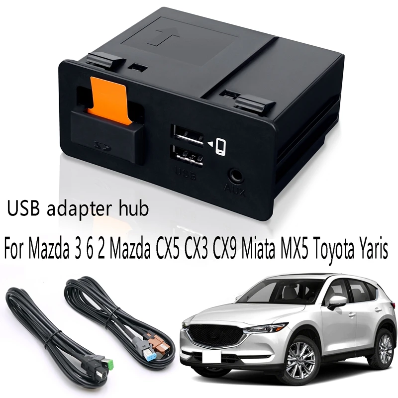 

Auto USB Adapter Hub For Apple-Carplay Android TK78-66-9U0C For Mazda 3 6 2 Mazda CX5 CX3 CX9 Miata MX5 Toyota Yaris