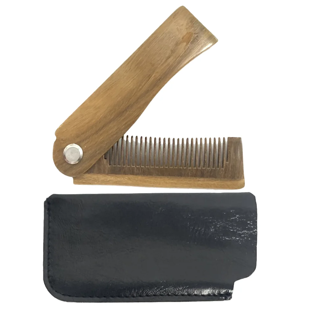 

1 Set Wooden Hair Comb with Case Portable Mustache Comb Folding Pocket Comb