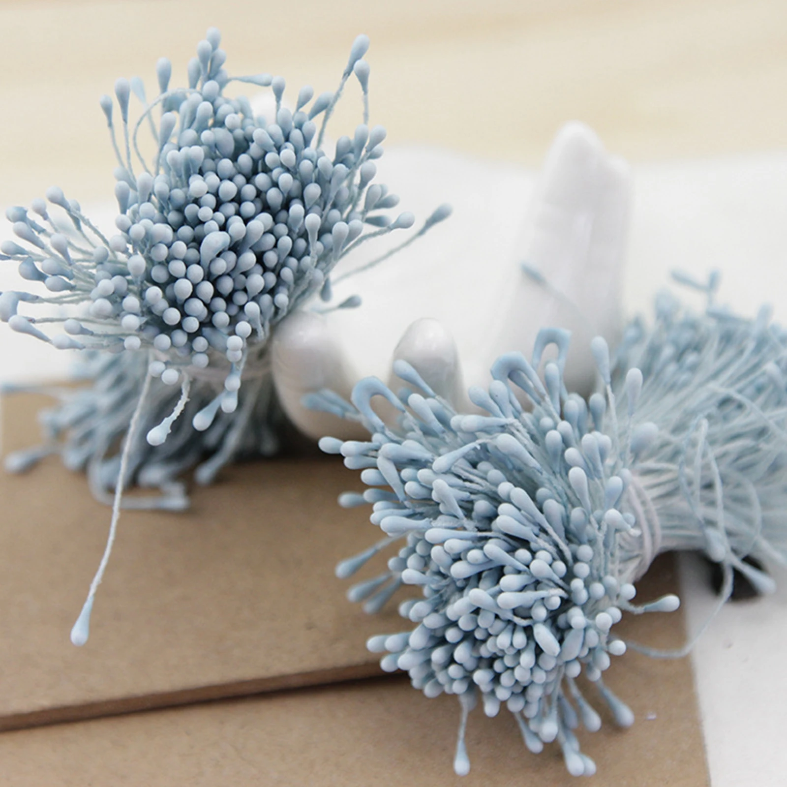 Artificial Flower Stamen 800 Pcs Matte Effect Artificial Flower Stamen Double Round Heads Cotton String for Wedding Millinery Sugarcraft