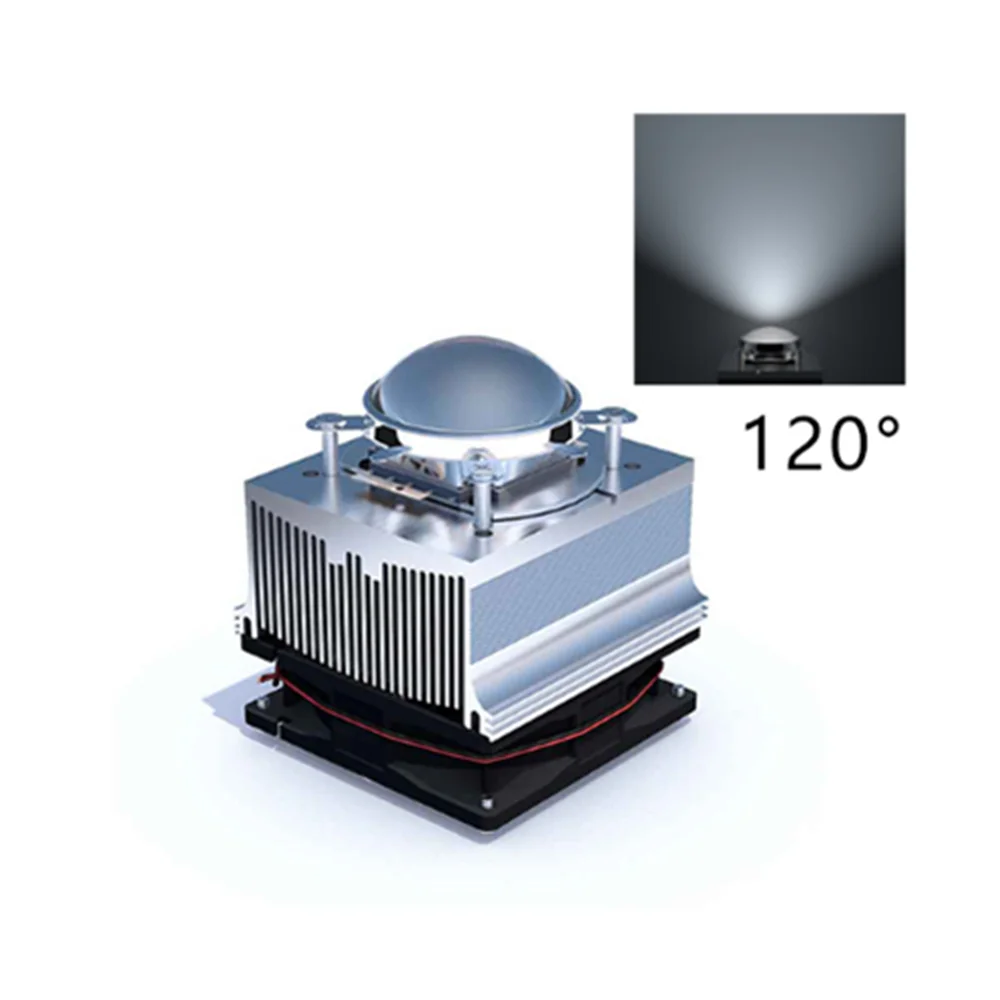 LED Heatsink Cooling Radiator + 60 Degrees Lenes + Reflector Bracket Fans For High Power 20W 30W 50W 100W LED