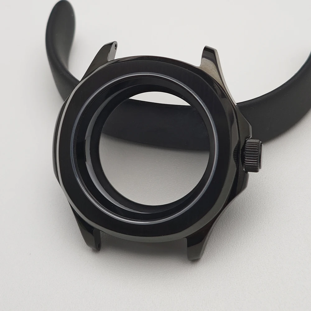 Black Steel Watch Case with Chapter Ring and Sapphire Glass, 39.5mm