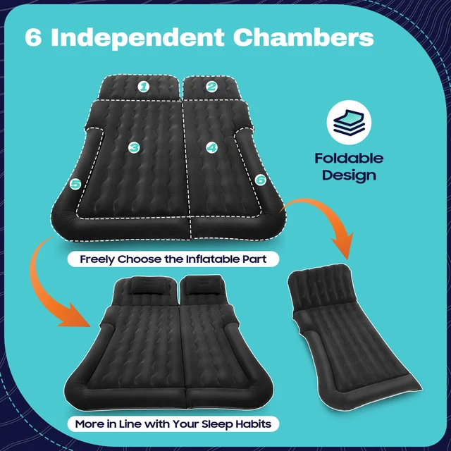 Universal Inflatable Car Air Mattress with Pump – Foldable Back Seat & Trunk Bed for Camping, Travel & Road Trips 4