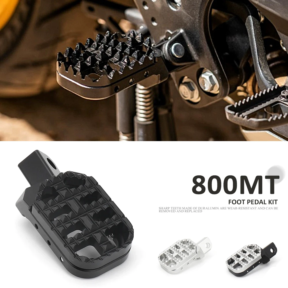 

For CF MOTO CFMOTO 800 MT 800MT 800mt 800 Mt Motorcycle Black Silver Foot Pegs Aluminium Footrest Expandable Teeth Pedal Kit