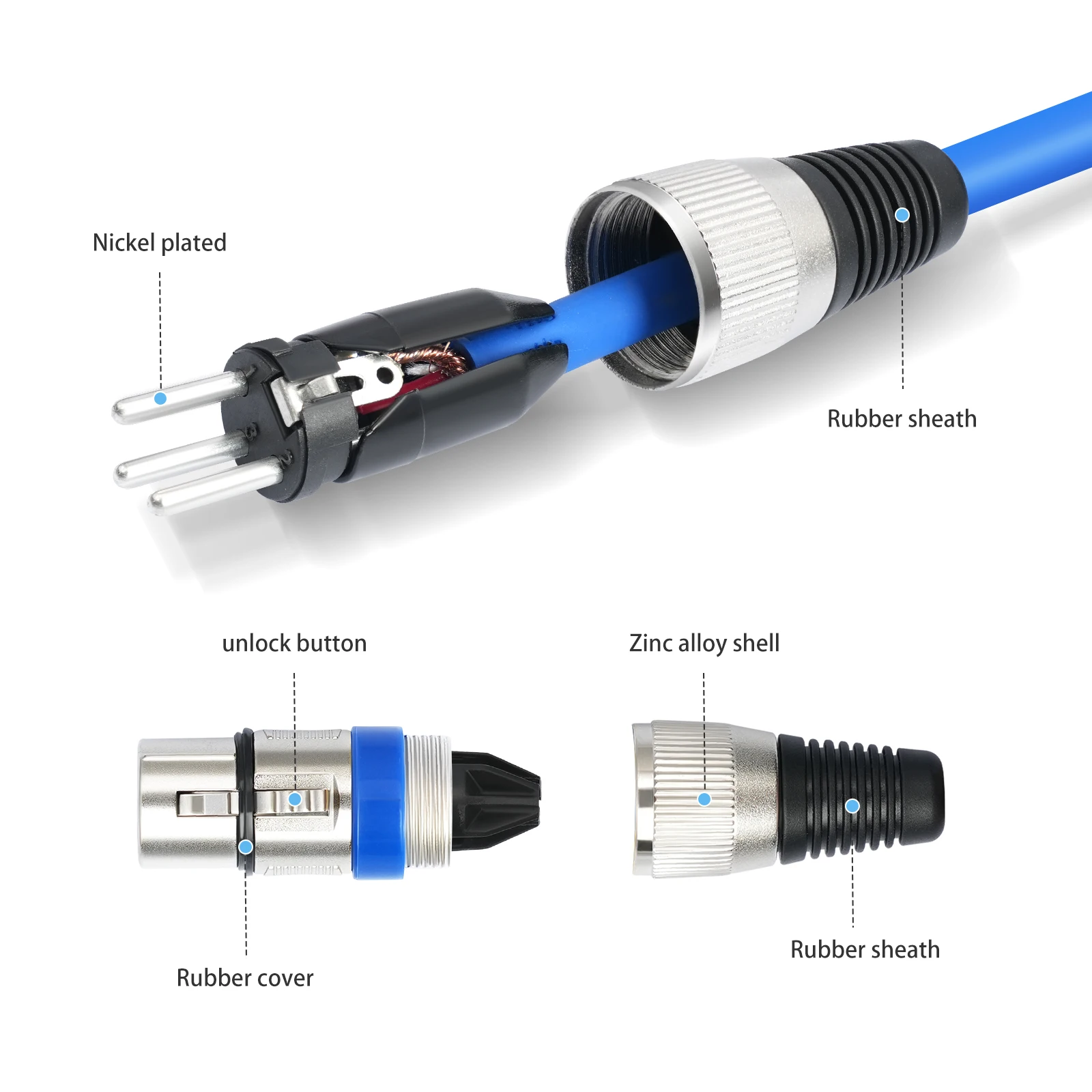XLR to XLR ũ ̺, Ƽ ÷ 3    XLR ̺, ũ ͼ  Ʃ ĳƮ, 6 , 10 