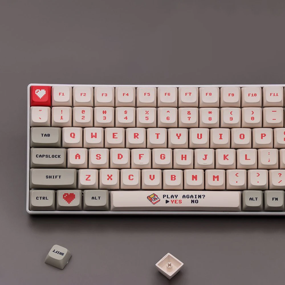 138 Keys Anime Retro Red And White Machine Keycaps Dye Sub PBT XDA Profile for MX Switch DIY Ducky Game Mechanical Keyboard