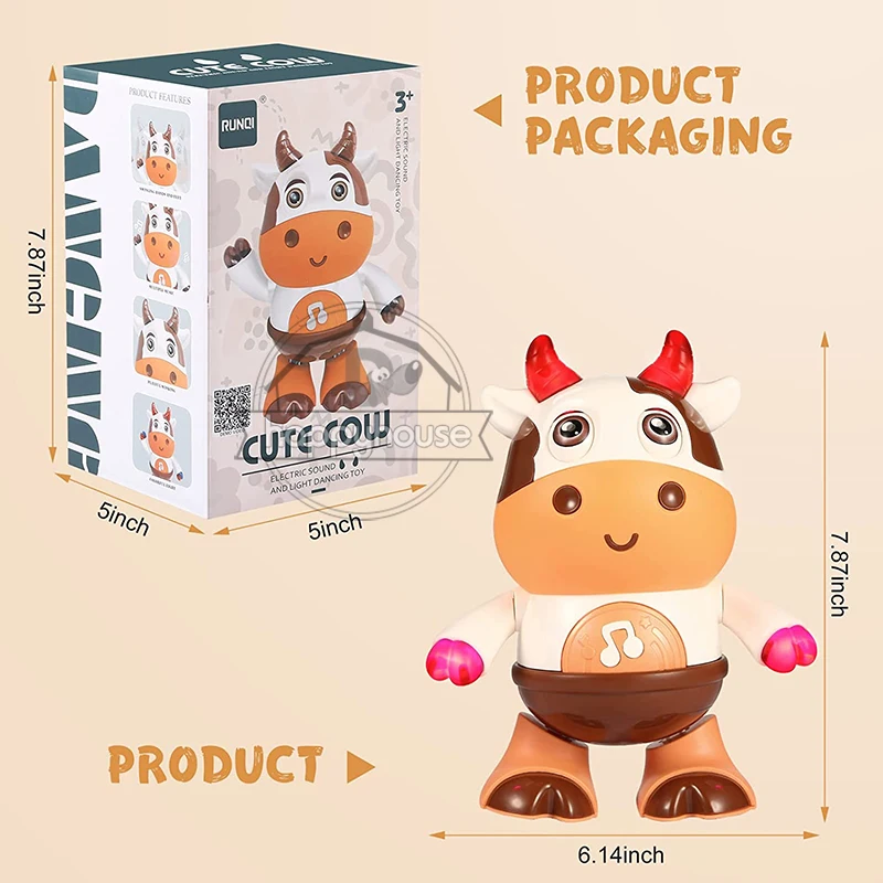 Baby Cow Musical Toys Dancing Walking Baby Cow Toy with Music and LED Lights Dancing Toys Baby Toys 6 to 12 Months 18 Month Toys 6