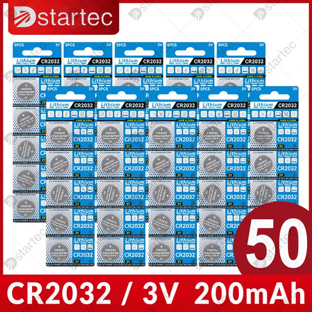 DSTARTEC-Pile bouton au lithium CR2032 3 V, 200mAh, pile bouton 24