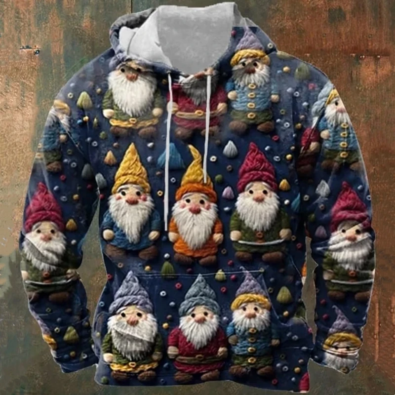 thumbnail image 1 of Sudadera con capucha para hombre con estampado 3D de árbol de Navidad y Papá Noel de finales de 2023, sudadera con capucha extragrande para ocio festivo, 1 of 4