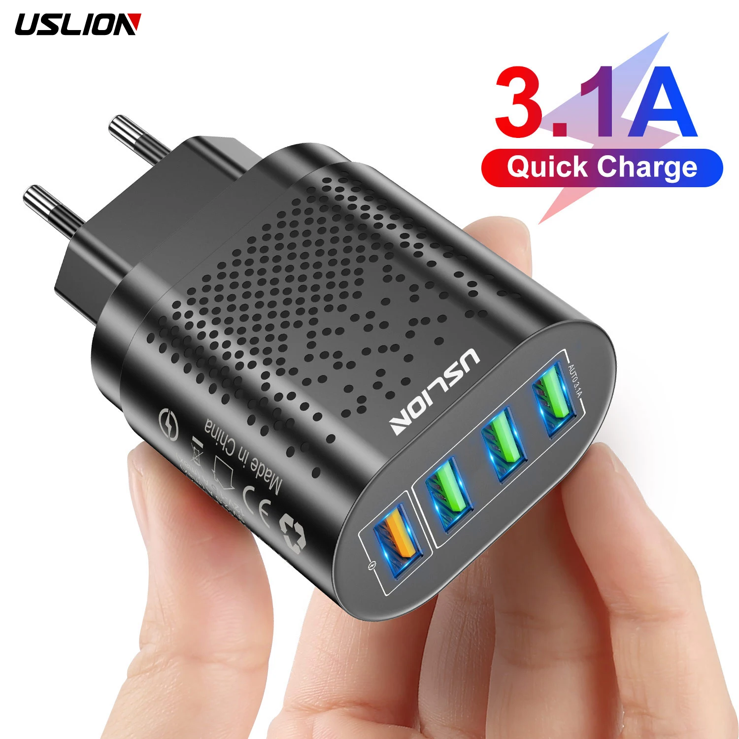 USLION 48W USB Charger Fast Charge QC 3.0 Wall Charging For iPhone