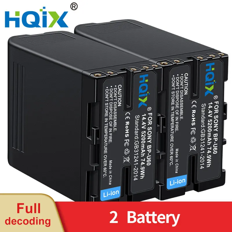 Hqix Per Sony Pxw- X160 X180 X200 X28 Fs5K Fs5M2 Fs7K Fs7 Z190 Z280 Pmw-300K2 300 K1 Ex1 F3 F3K Ex280 Gioco Bp-U60 Batteria Del Caricatore