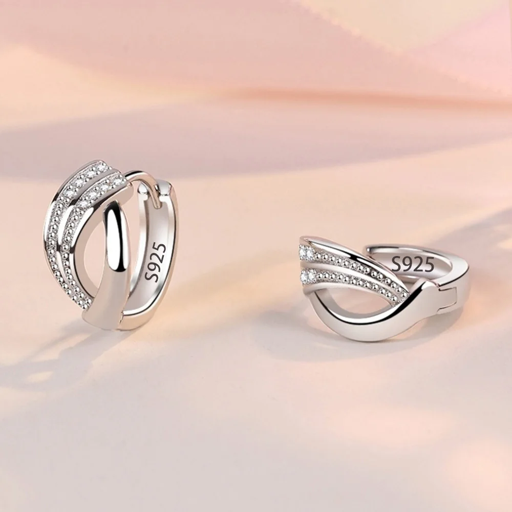 كريستال الزركون ريال 925 فضة أقراط قناة مكعب زركون...