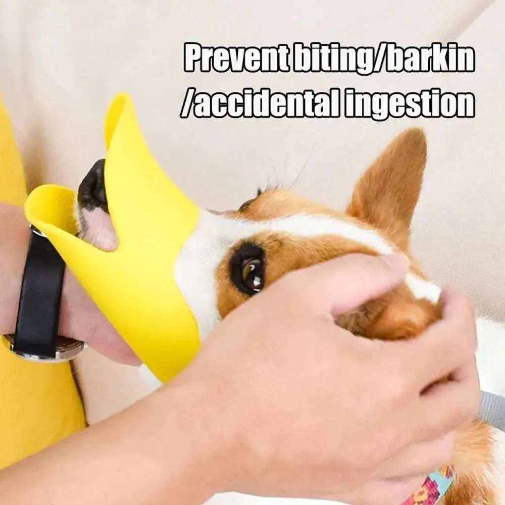 Dog Muzzle Silicone Duck For Pet Anti Bite Stop Barking Small Large Dog Mask Pet Accessories Safe Adjustable Mouthpiece