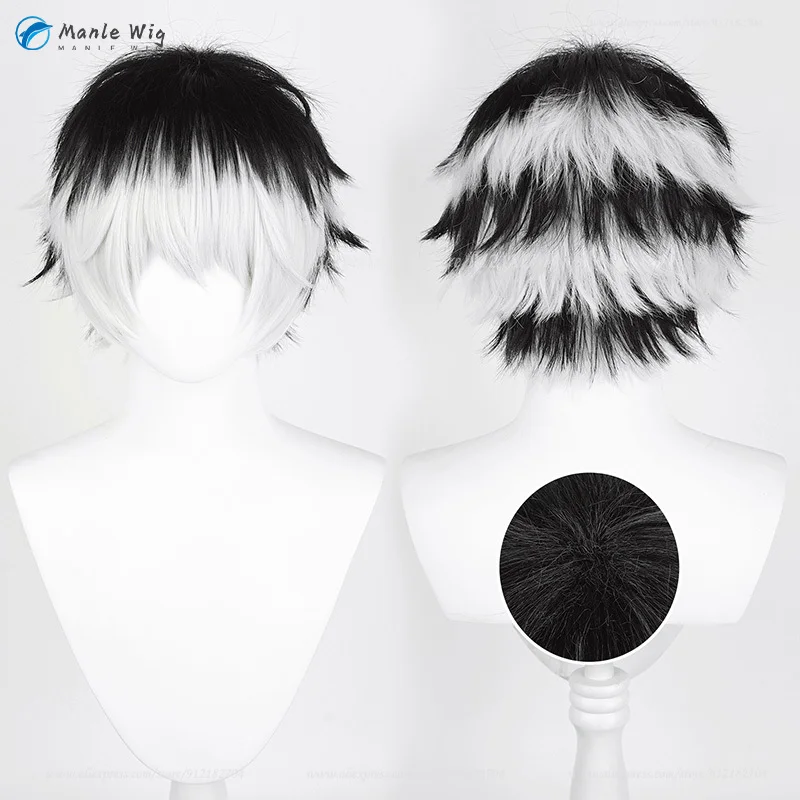 

Anime Kotaro Bokuto Wigs Cosplay 30cm Short Silver Gray Black Fluffy Wig Cos Anime Wigs Heat Resistant Synthetic Halloween Wigs