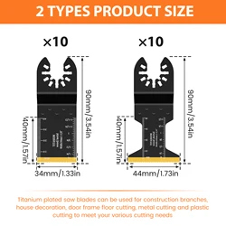 Premium Titanium Oscillating Saw Blades - Multi - Purpose Cutting for Soft Metal, Wood, and Plastic (20pcs 34 44mm)