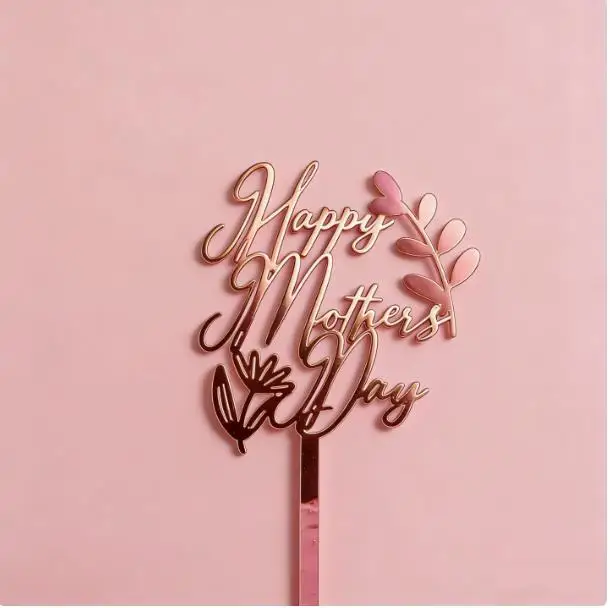Elegant Gold & Red Acrylic MOM Cake Topper - Perfect for Mother's Day Celebrations & Birthday Parties