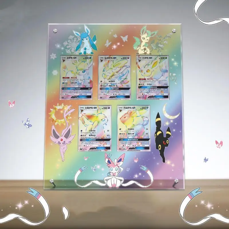

Pokemon Eevee Five Even Acrylic Brick Shield Photo Display Box Self Made Classic Series Anime Game Character Collection Card Toy