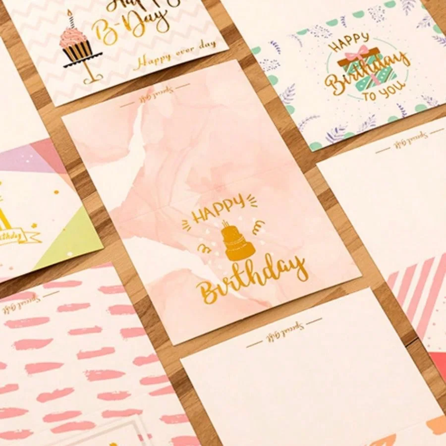 10pcs Happy Birthday Greeting Card (Style Random)Birthday Party Invitation Cards For Kids Adults Folded Gift Cards Message Card
