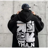 【SIze M-8XL Hoodies】2025 New Men Fashion Cartoon graffiti Letter Print cotton Casual Velvet Oversize Jacket Couple Clothes 1