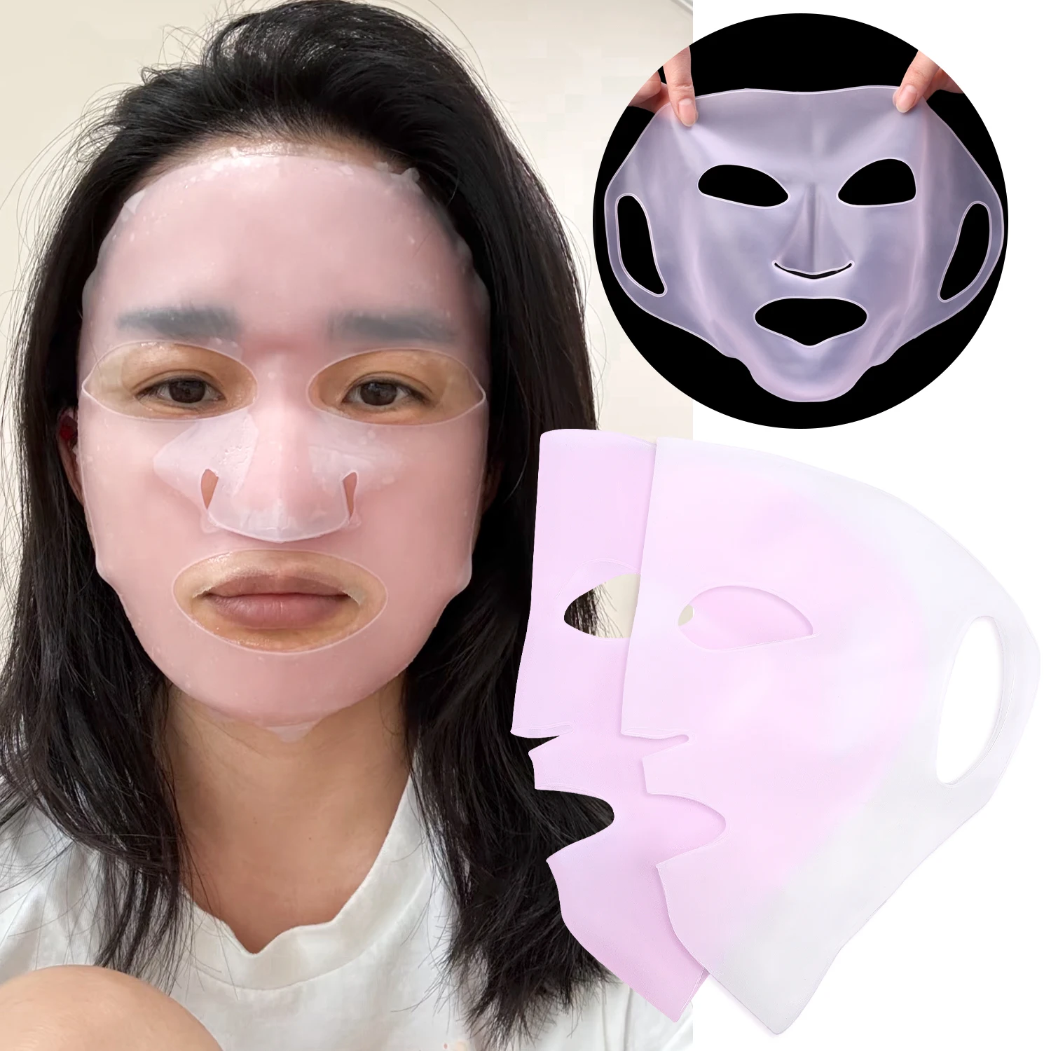 실리콘 마스크 커버 3D 고정 마스크 도구 보습 얼굴을위한 귀걸이 마스크 재사용 가능한 퍼밍 페이셜 도구 스킨 케어 강화
