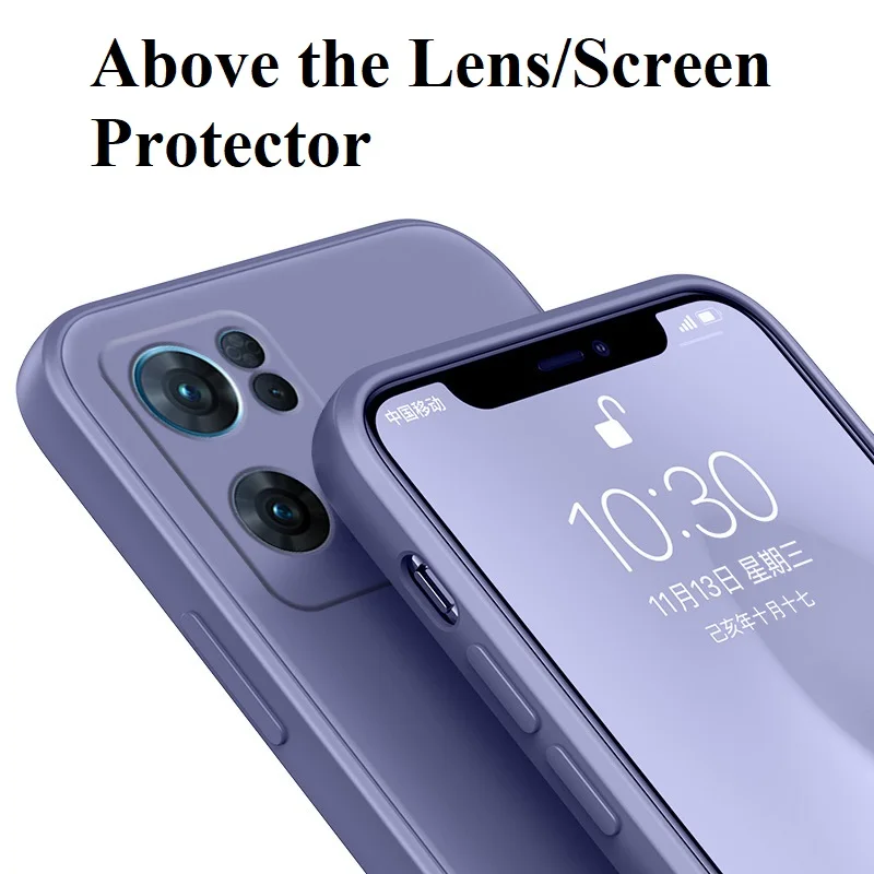 Für OPPO Reno7 Pro 5G SE, einfarbig, gerade Kante, flüssiges Silikon, feines Loch, All-Inclusive-Objektivschutz, Co_voghion.com