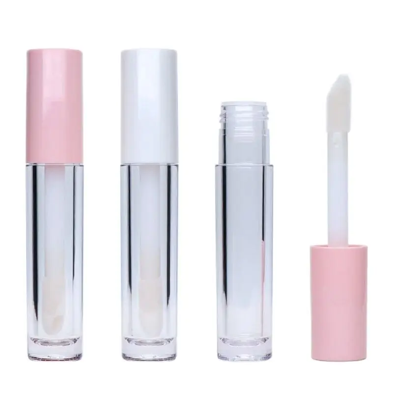 

10/25/50 Pcs 6ml Pink White Lid Lipgloss Bottle Empty Container Round Shape Transparent Tube Lip Gloss Base Cosmetic Packaging