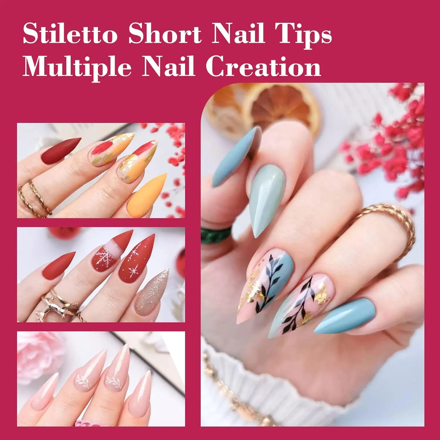 500Pcs Clear Stiletto Nail Tips with Nail Glue Gel for Fake Nails , Press on Nails , Adhesive Super Bond For Acrylic Nails Tips 5