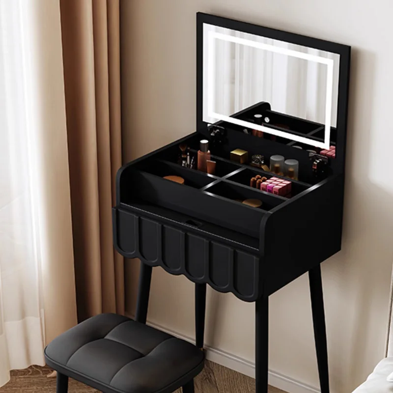 

Black European Dressing Table Light Organizer Luxury Makeup Dressing Table Small Glass Mueble Tocador Para Maquillaje Furniture