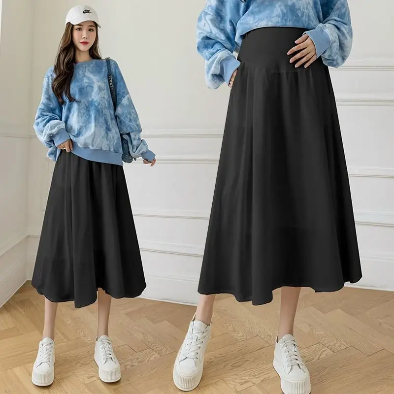 R63999# Pregnancy Thin Trendy Plus Size Loose Wide Leg Cropped Outerwear Summer Slim Casual Pregnant Skirt