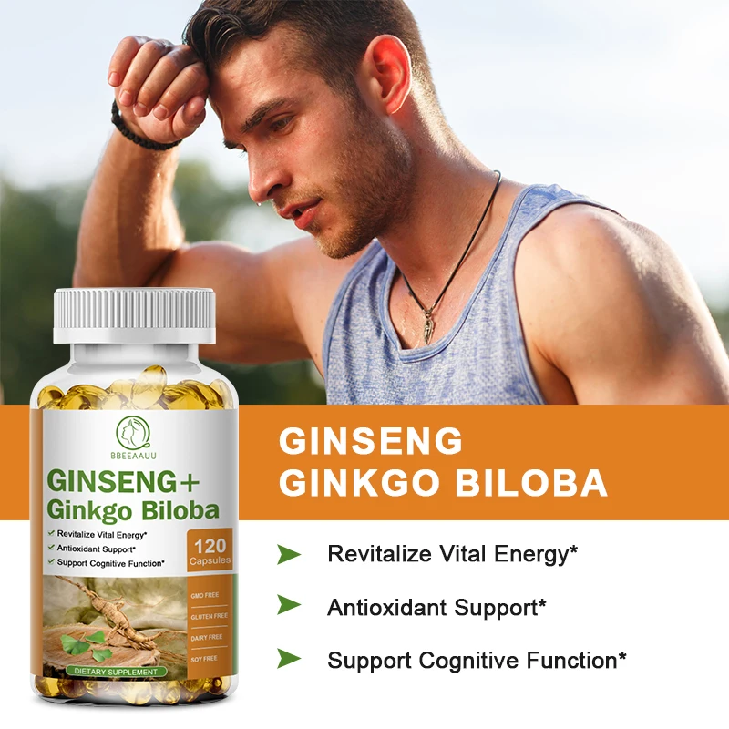 Ginseng Ginkgo Biloba Kapseln | Gedächtnis Fokus Durchblutungsunterstützung