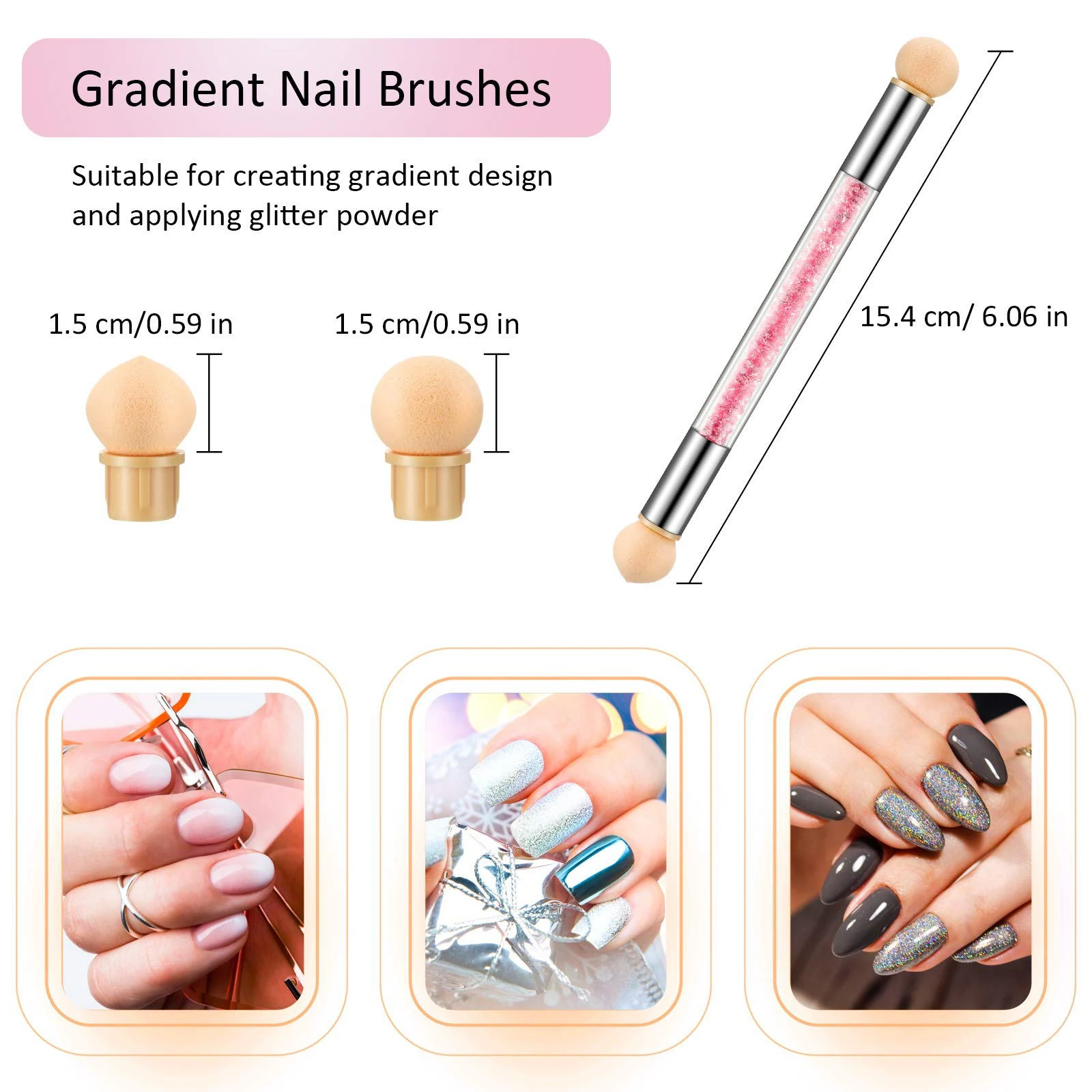 Sponge Nail Brush Picking Dotting Gradient Pen Brush Double Head Sponge Nail Brush Handle Acrylic Nail Painting Brush 2