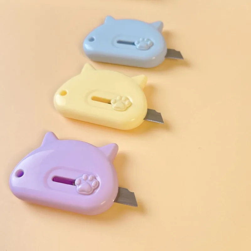 Mini Cartoon Kitten Letter Opener for Kids Kawaii Cat Paw Stationery Paper Cutter Portable Box Cutter Student School Supplies