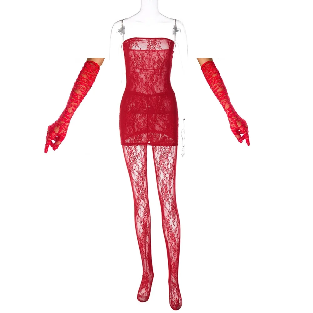 3 Piece Mini Dress + Leggings + Gloves 8