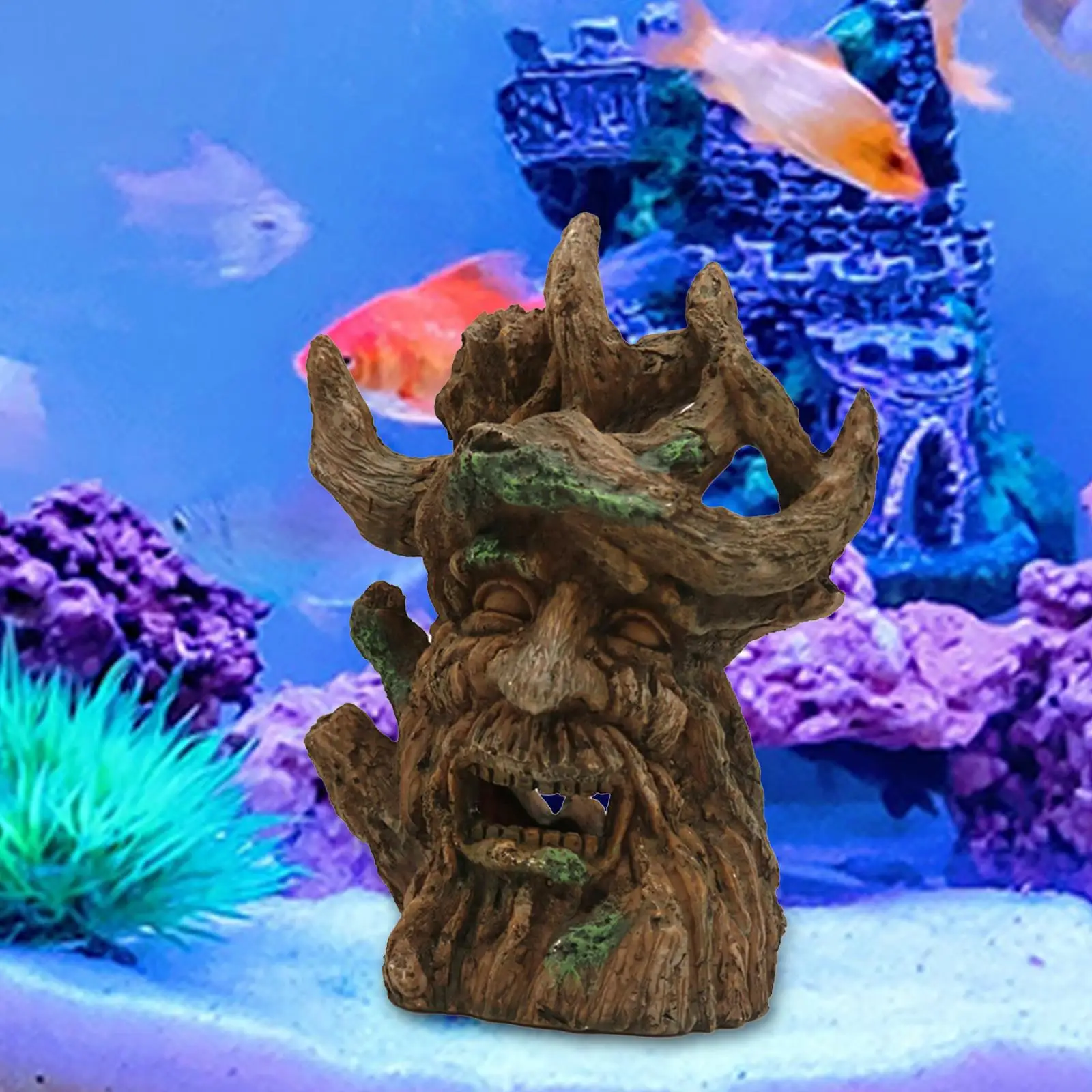 Kisangel Tree Trunk Aquarium Decoration - Resin Fish Tank Hideout Cave For Reptiles & Small Pets