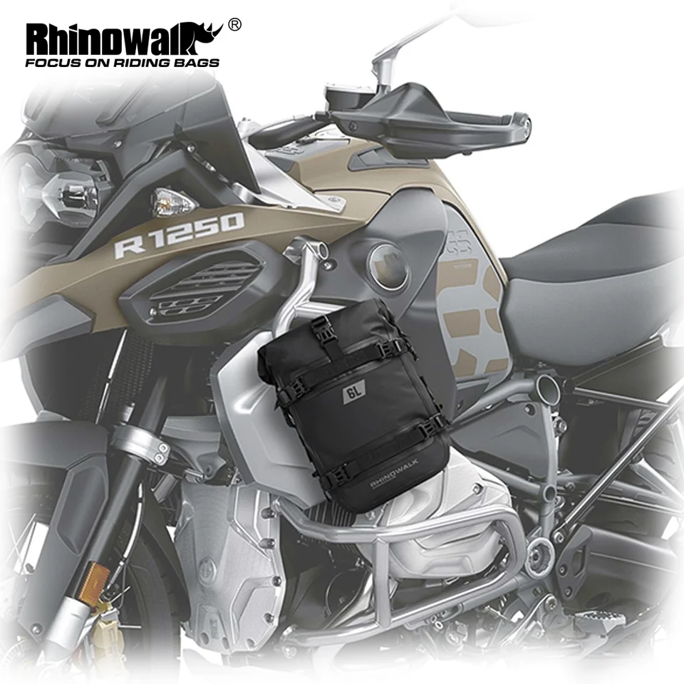 ARMOURAIN Bolsa impermeable para parachoques de motocicleta, bolsa de barra  de choque de motor de 6L con correa para el hombro, bolsa de marco lateral
