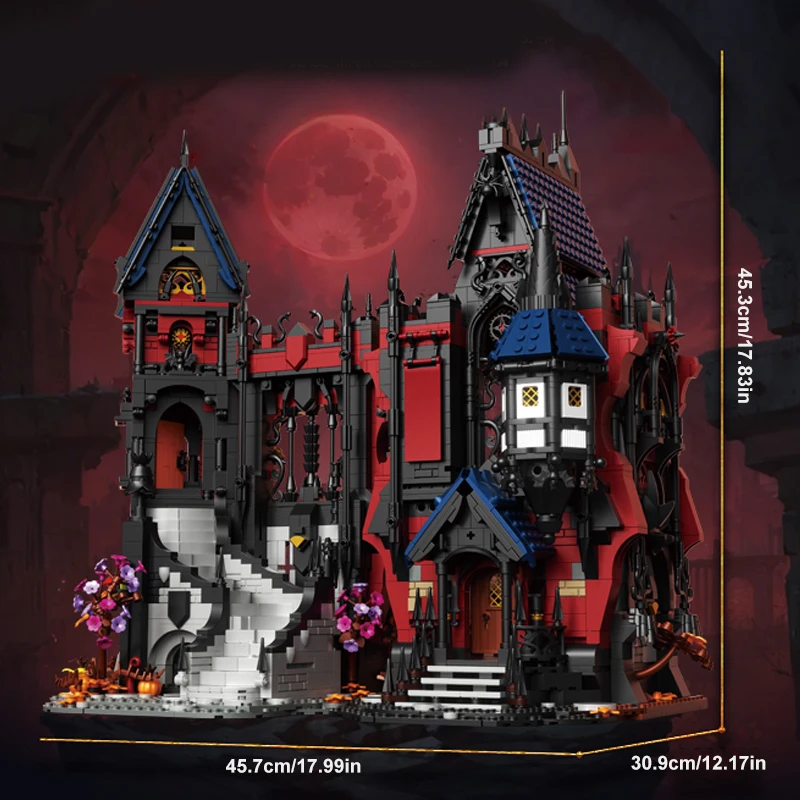 Vampir-Gulad Mittelalterliche Burg Bausatz Film-Architektur Modulares Baustein-Set Montagemodell Kreatives Spielzeug Geschenk für Erwachsene – Detail 9