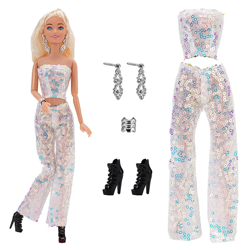 Fashion Doll Clothes Set: Coat, Jacket, Dress, Shirt, Sweater, Skirt & Accessories