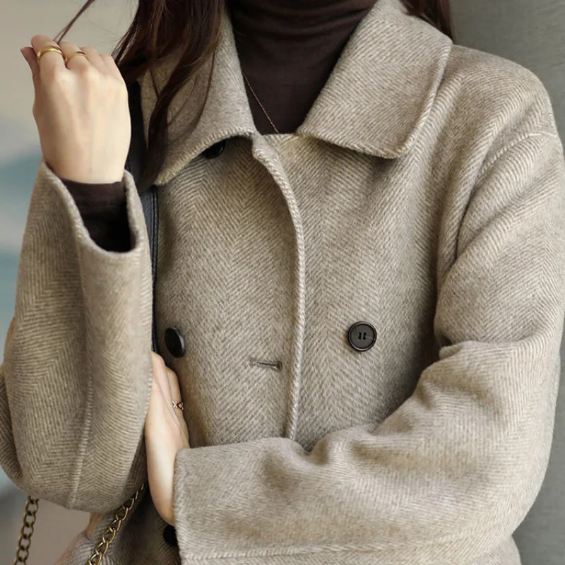 Tweed Coat In The Long Autumn and Winter New Korean Version of Loose Temperament Sweater Clothes Paragraph Sweater Women's 2022 men s half collar sweater plus velvet thick paragraph adolescent korean version of the trend large line clothes autumn and winte