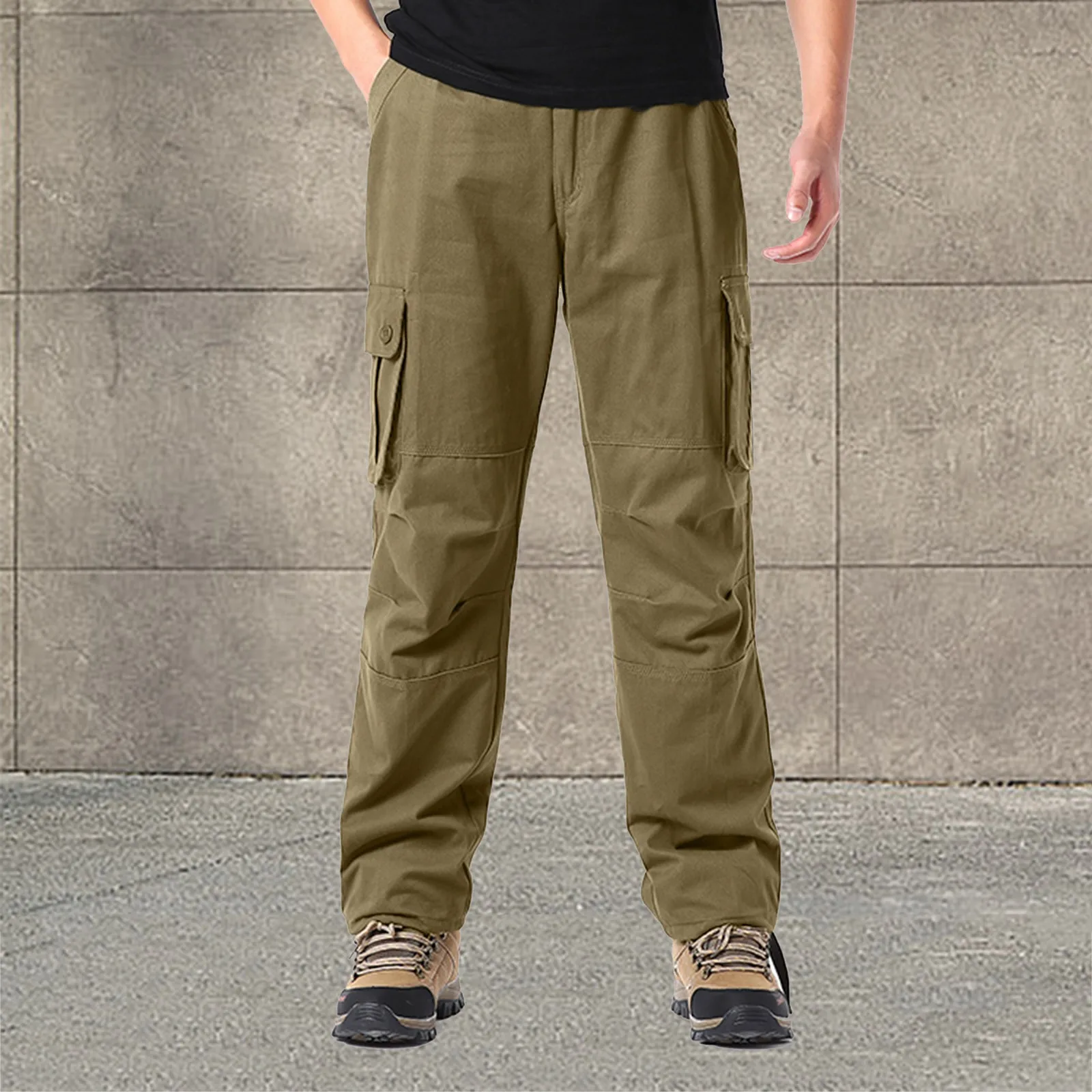 

Мужские свободные повседневные Прямые однотонные уличные комбинезоны с несколькими карманами, брюки для мальчиков