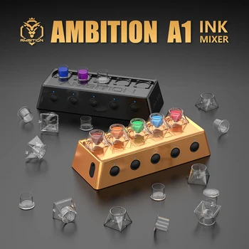 Miscelatore di Inchiostro per Tatuaggi Ambition A1, Agitatore Magnetico Wireless in Metallo, Batteria 2400mAh, 3 Livelli Regolabili, Professionale e Impermeabile