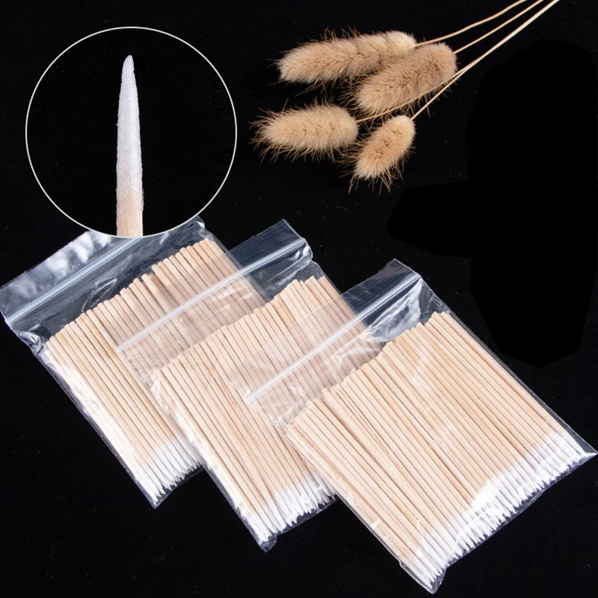 Wood Cotton Swabs 100/300/500Pcs Eyebrow Eyeline Lip Gloss Pointy Cleaning Eyelash Extension Applicators