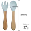 Baby 2pcs Silicone Fork Spoon Baby Beech Wood Feeding Spoon Toddlers Infant Feeding Accessories BPA Free Baby Feeding Tableware 2