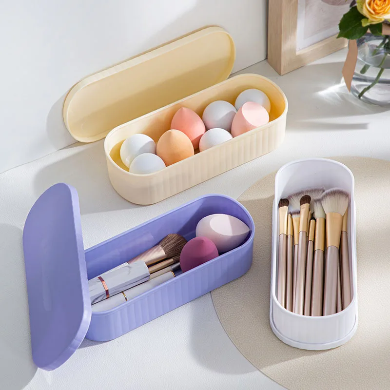 1PC Makeup Brush Cleaning Organizer Portable Brushes Makeup Egg Powder Puff Cleaning Filter Brush Drying Stand Makeup Box