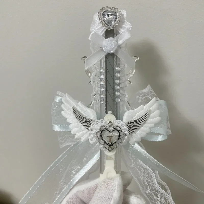 1 Piece Lace Letter Opener Creative Design Sweet Bow Wings Box Opener Portable Utility Knife Student Supplies utility knife mail opener pocket folding knife craft cutting knife