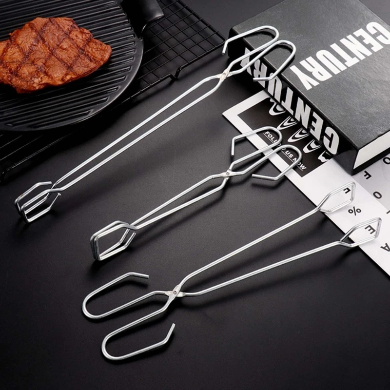 Kitchen Tongs Scissor Garbage Clip Metal Charcoal Clamp Portable Pick Up Tool for Cooking BBQ Barbecue Grilling