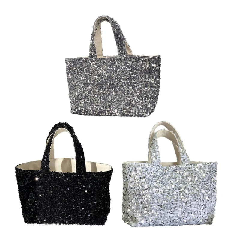 

Fashionable Sequins Handbag Aesthetics Sparkling Glitter Tote Bags for Women