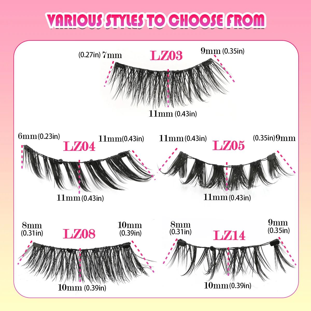 Natural Black 3D Mink Magnetic Eyelashes Reusable False Lashes