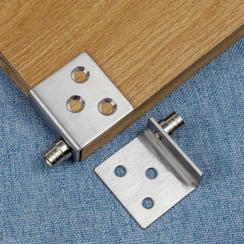 2Pcs Concealed Hinges Invisible Cabinet Up and Down Door Pivot Corner Codes for Wood Panel Cupboard Display Support Bracket